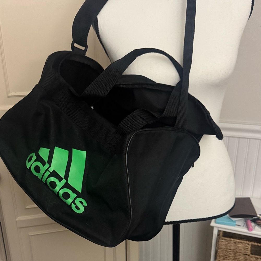 Adidas Black Duffel Bag with Green Logo